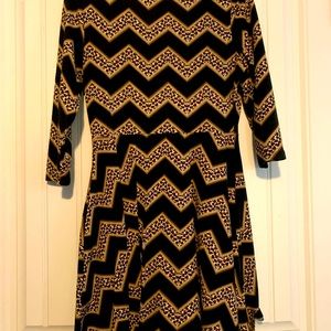 Black & brown cheetah 3/4 length sleeve dress